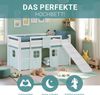 Hochbett Kinder 90x200 cm mit Lattenrost Rutsche Kinderbett Stockbett Vorhang Grün Mintgrün Leiter Holz Massiv Bild 5