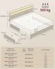 VASAGLE Doppelbettgestell, Bettgestell, 160 x 200 cm, LED, Metallbett, 4 Schubladen, Ladestation, verstellbares gepolstertes Kopfteil, cappuccinobeige Bild 5