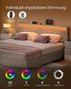 VASAGLE Doppelbettgestell, Bettgestell, 160 x 200 cm, LED, Metallbett, 4 Schubladen, Ladestation, verstellbares gepolstertes Kopfteil, cappuccinobeige Bild 3