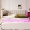 Polster-Schlafsofa aus Leinen mit LED & USB-Anschluss, 160x200 cm, Beige, ohne Matratze Bild 4