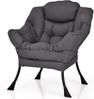 Sessel modern Relaxsessel mit Armlehnen & Seitentasche Freizeitsessel aus Polyestergewebe Ohrensessel für Wohnzimmer Grau Bild 2