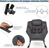 Sessel modern Relaxsessel mit Armlehnen & Seitentasche Freizeitsessel aus Polyestergewebe Ohrensessel für Wohnzimmer Grau Bild 5