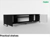 MEBLINI TV-Schrank 200cm Lang - Fernsehschrank - TV Lowboard Industrial - Unterschrank für Fernseher - TV-Unterschrank - TV-Schrank - NOEMI - 200x41x53cm - Schwarz Matt Bild 4