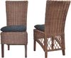 Rattanstühle/Esszimmerstühle 2er-Set, handgeflochten, braun, inkl. Kissen schwarz Bild 2
