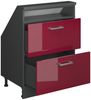Küchenschrank für Dachschrägen R-Line Rot Hochglanz 60 cm mit 2 Schubladen Vicco Bild 4