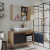 Roomart ATLANTIC-100 Badmöbel Set– 3-teiliges Badezimmermöbel Set - Unterschrank, Waschbecken & Spiegelschrank - H 45 x B 45 x T 100 cm • Anthrazit-Eiche Bild 2