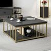 Dmora Wohnzimmertisch Raiden, Niedriger Wohnzimmertisch, Kaffeeregal, Couchtisch für Sofa, 90x90h40 cm, Anthrazit und Gold Bild 2