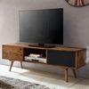 Wohnling 'Repa' TV-Lowboard, Massivholz Sheesham, Landhausstil, 2 Türen & 1 Fach, HiFi-Regal, braun/schwarz, 45 x 35 x 140 cm Bild 2