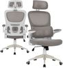 Flexibler Bürostuhl in moderner Mesh-Optik ergonomischer Schreibtischstuhl mit Nacken- und Lordosenstütze Gamingstuhl mit atmungsaktiver Netzrückenlehne und Wippfunktion Weiß/Hellgrau Bild 3