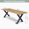 Massivholz Wohnzimmertisch mit Baumkante RAGNAR - 200x100cm, Eichenholz, X-Hora Gestell | Esstisch Holz Küchentisch Esszimmertisch Bild 2