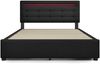 Polsterbett 140×200 cm aus Leinen-Stoff mit Matratze und LED-Beleuchtung, schwarz Bild 5