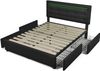 Polsterbett 140×200 cm aus Leinen-Stoff mit Matratze und LED-Beleuchtung, schwarz Bild 2
