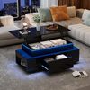 Couchtisch 96×45×40 cm Schwarz mit LED 16 Farben, Lift-Top Funktion, Stauraumfach, Schublade, Hochglanz Wohnzimmertisch Bild 4
