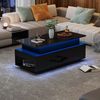 Couchtisch 96×45×40 cm Schwarz mit LED 16 Farben, Lift-Top Funktion, Stauraumfach, Schublade, Hochglanz Wohnzimmertisch Bild 5