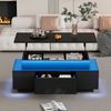 Couchtisch 96×45×40 cm Schwarz mit LED 16 Farben, Lift-Top Funktion, Stauraumfach, Schublade, Hochglanz Wohnzimmertisch Bild 3