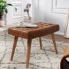 Kadima Design Moderner Chesterfield-Lederhocker, Echtleder und Naturholz, 120 kg Belastbarkeit. 67x39x47 cm Bild 2