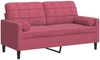 vidaXL 2-Sitzer-Sofa mit Zierkissen Weinrot 140 cm Samt 3278223 Bild 2
