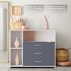 Infantastic® Wickelkommode - Mit Wickelauflage, 3 Schubladen, 3 Fächer, viel Stauraum, 113x53x101,6 cm, in MDF, Grau-Weiß - Baby Kommode, Wickelregal, Wickeltisch, Wickelschrank mit Wickelaufsatz Bild 4