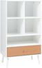 Bücherregal mit Schublade Reyljand 120x70x40 cm Weiß/Teakoptik [en. casa] Bild 2