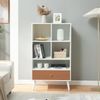 Bücherregal mit Schublade Reyljand 120x70x40 cm Weiß/Teakoptik [en. casa] Bild 2