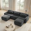Flieks 3-Sitzer Sofa, U-förmiges Sofa, Schlafsofa, rahmenlos modular mit 2 Ottoman & 3 Kissen, rutschfester Boden, Plüsch, Grau Bild 3