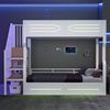 Flieks Etagenbett, Metallbett Kinderbett 90×200cm mit LED-Beleuchtung und Stauraumtreppe Bild 2