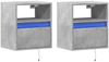 vidaXL Wand-Nachttische mit LED-Leuchten 2 Stk. Betongrau 3307982 Bild 3