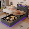 Polsterbett aus Holland-Velours 90x200 cm in Grau mit LED, USB-C & Stauraum Bild 2