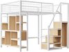 Hochbett 140×200 cm aus Metall und Holz mit Stauraumtreppe, schwarz Bild 5