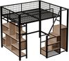 Hochbett 140×200 cm aus Metall und Holz mit Stauraumtreppe, schwarz Bild 5