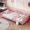 Kinderbett Polsterbett 90*200cm, Schlafsofa Bettgestell Teddystoff Multifunktionales weiches Bett mit Rückenlehne und Armlehnen Jugendbett Gästebett rosa Bild 2