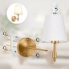 Lapalife Wandleuchte Wandlampe Innen Gold Vintage, mit Weißem Stoffschirm, 4W LED Birne, LED wechselbar, für Schlafzimmer Wohnzimmer Flur Treppenhaus Badezimmer Bild 4