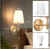 Lapalife Wandleuchte Wandlampe Innen Gold Vintage, mit Weißem Stoffschirm, 4W LED Birne, LED wechselbar, für Schlafzimmer Wohnzimmer Flur Treppenhaus Badezimmer Bild 3