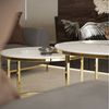 ALLHOUSE24 Couchtisch runder Sofatisch KAYA 2 in 1 Gold Chrom Metall Weiß Marmor Konglomerat (2er Set), Durchmesser: ⌀80 cm und ⌀60 cm Bild 3