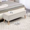 REDOM Polsterbank Beige Leinen-Sitzbank aus Gummiholz, integrierter Stauraum (Packung, 1-St, 110 x 39 x 45 cm Vielseitig als Schuhbank, Bettbank & Flurbank nutzbar), Stabil & pflegeleicht, ideal für Diele, Ankleide & Wohnbereich Bild 2