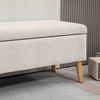 REDOM Polsterbank Beige Leinen-Sitzbank aus Gummiholz, integrierter Stauraum (Packung, 1-St, 110 x 39 x 45 cm Vielseitig als Schuhbank, Bettbank & Flurbank nutzbar), Stabil & pflegeleicht, ideal für Diele, Ankleide & Wohnbereich Bild 3