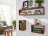 Kadima Design Wandregal Set "Teko Cubes": 3-teilig, abgerundete Ecken, hohe Belastbarkeit, Massivholz. Braun, 80x15x20 cm Bild 3