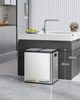 Mülleimer Küche, Mülltrennsystem 2 Fächer 30L (2 x 15 L), Edelstahl-küchenmülleimer, Tretmülleimer mit Farbcodierbaren Pedalen, Abfalleimer Ruhiger Langsamer Abstieg, Silber Bild 3