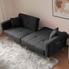 Schlafsofa mit Lammwollbezug, hochdichte Schaumstoffkissen, Rückenlehne neigbar bis 180°, vergoldete Beine, dunkelgrau Bild 4