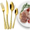 KingLux Besteck-Set 24teilig Edelstahl Besteck Set Schwarz Tränenmuster spülmaschinenfest (24-tlg), 6 Personen, Edelstahl 18/10 Bild 3