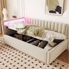 STILVORA Schlafsofa Polsterbett 90x200cm Tagesbett mit Stauraum,Jugendbett mit LED-Licht, Tagesbett mit LED-Beleuchtung, Daybett mit hydraulischem Stauraum & verstellbarem Kopfteil, Samtstoff, für Wohnzimmer, Gästezimmer & kleine Räume, Lattenrost inkl... Bild 5