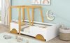 Bett 90x200 cm Autobett in Weiß/Natur mit Schutzzäunen – robustes Kiefernholz für Kinder Bild 3