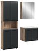furnling Badmöbel-Set Ivy, (3-St, Hochschrank, Spiegelschrank, Waschbeckenunterschrank mit Waschbecken), Badmöbel, Komplett-Set, Breite 135 cm, Nox Oak/schwarz matt Bild 4