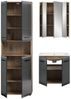 furnling Badmöbel-Set Ivy, (3-St, Hochschrank, Spiegelschrank, Waschbeckenunterschrank mit Waschbecken), Badmöbel, Komplett-Set, Breite 135 cm, Nox Oak/schwarz matt Bild 3