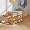 SoBuy FSR49-N Schuhbank, Massivholz, Lackiert, Bambus, 55 x 46 x 30 cm Bild 2