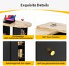 Bartisch aus MDF mit 360° drehbarem Regal & 4 Schubladen, 138x39x104 cm, Schwarz Bild 5