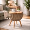 Kobolo Beistelltisch Tisch Sofatisch ALINA aus Mahagoni Holz und Rattan (Einzelstück, 1-St, Einzelstück), Dm. 52,50 x H 58,50 cm Bild 2