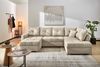 Wohnlandschaft U-Form Sofa groß Schlaffunktion Couch Bettkasten Cord Beige Grau Bild 2