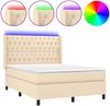 vidaXL Boxspringbett mit Matratze & LED Creme 140x200 cm Stoff, Härtegrad: H2 [3138562] Bild 2