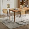 Freischwinger Stuhl Set 2er, Velvet & Rattan, Mid-Century Design mit Chromgestell, Esszimmerstühle Retro,Beige Bild 2